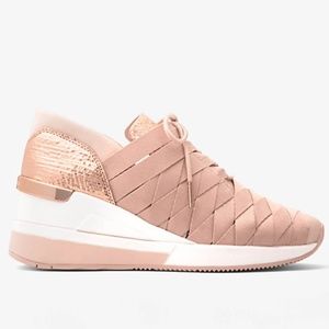 Michael Kors Cydney Metallic Webbed Pink & Gold Webbed Sneaker